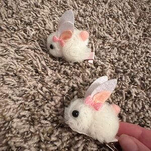 Adorable White and Pink Bunny Hair Clips